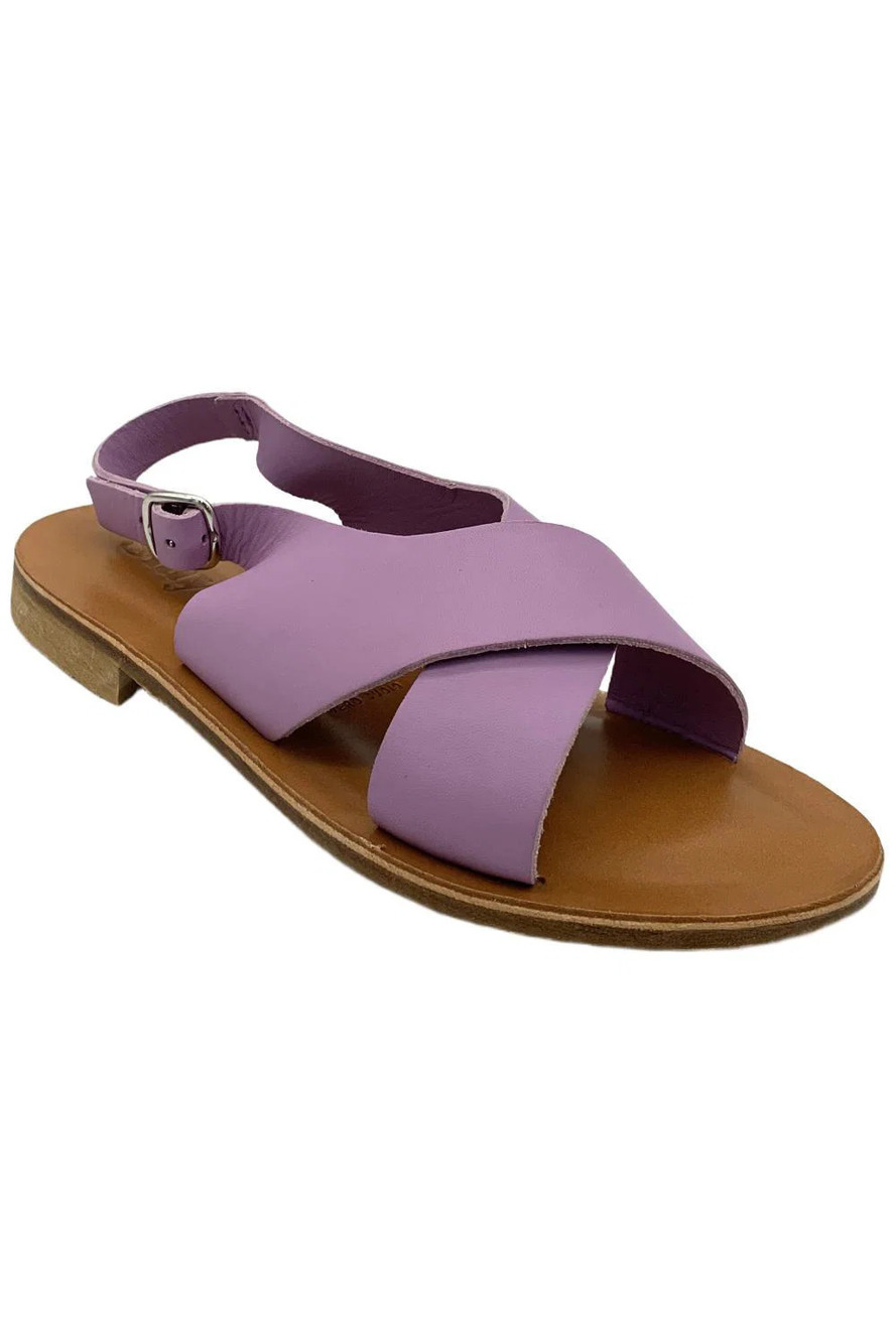 Slaye Women's Lauren Slingback Leather Sandals Lilac - Medium